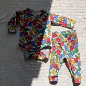 Mini Rodini Floral Pansy Print Baby Matching Set